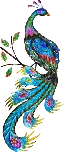 abc HOME Wanddeko Pfau aus Metall - Sonstige Gartendekorationen, beeindruckendes Design in Pfau-Form, ideal zur Verschönerung Ihres Gartens oder Wohnraums.