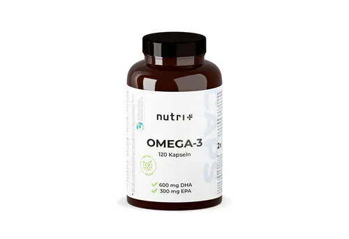 nutri+ Omega 3 Vegan Kapseln – Algenöl Kapseln - Veganer Omega-3-Supplement mit DHA und EPA aus Algenöl, ideal für eine gesunde Ernährung ohne tierische Produkte. Perfekt für Veganer und Vegetarier.