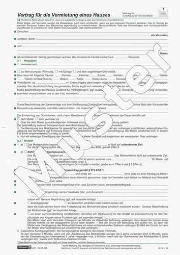 BRUNNEN Formularblock Mietvertrag Häuser A4 5 Seiten