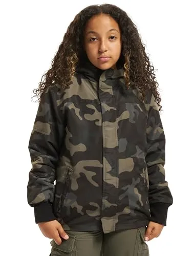 Brandit Kids Frontzip Windbreaker - Dark Camo XXL170 - Funktionsjacke mit warmem Fleecefutter, wind- und wasserabweisendem Material und praktischen Reißverschlusstaschen für optimalen Schutz und Komfort.