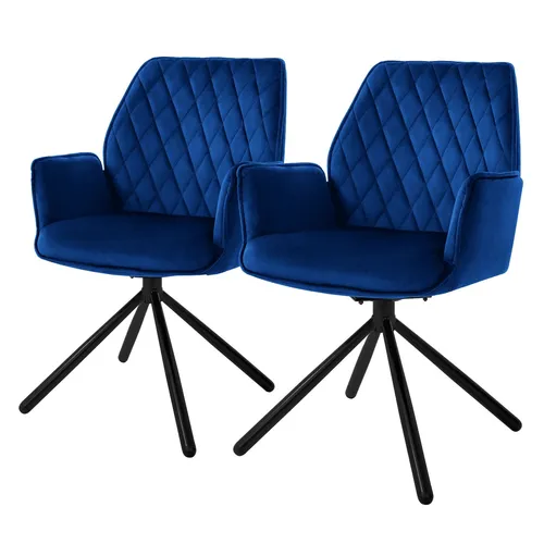 ML-DESIGN Drehstuhl mit Armlehne & Rückenlehne, Dunkelblau aus Samt - Ergonomischer Stuhl mit 180° Drehfunktion und Auto-Position. Ideal für Komfort und modernes Design in jedem Raum.