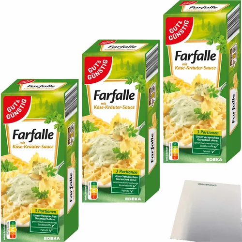 Gut&Günstig Farfalle mit Käse-Kräuter-Sauce 3er Pack 3x266g Packung usy Block