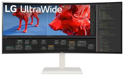 LG UltraWide Monitor 38BR85QC-W, Curved 37,5 Zoll - Monitore - beeindruckende UWQXGA Auflösung von 3840 x 1600 Pixeln für gestochen scharfe Bilder und flüssige Bewegungen bei 144 Hz, ideal für Gaming und kreative Arbeiten.