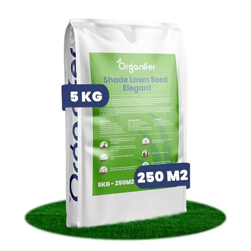 Schattenrasen-Grassamen (5 Kg - 250 M2) - Schattengrassamen - Schnell Keimende Grassamen - Schattengrassamen - Nak-Zertifiziert - Sehr Hohe Schatten- Und Trockenheitstoleranz - Organifer