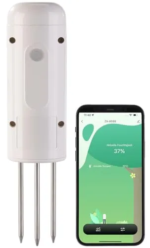 Smarter ZigBee-Boden-Feuchtigkeits- & Temperatursensor - Thermometer und Hygrometer für präzise Bodenfeuchtemessung, ideal für Gartenliebhaber und Pflanzenpflege.