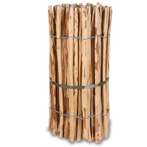 Home4Living Staketenzaun 5m - Witterungsbeständiger Holzzaun aus Haselnuss - Staketenzäune aus unbehandeltem Holz, ideal für Garten und Teichumrandung. Langlebig und naturbelassen, perfekt für eine ansprechende Gestaltung.