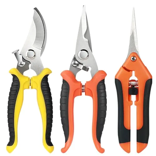 Gartenschere Set, Baumschere Gartenscheren 3 Stück Pflanzenschere Rosenschere Gartenschere Kräuterschere Rebschere Bypass Schere Scharfe aus Edelstahl für Pflanzen
