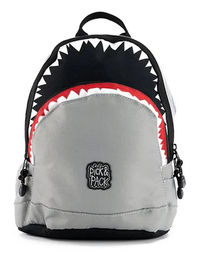 Pick&PACK Rucksack Shark Shape - Cooler Hai-Rucksack für Kinder - Schulranzen im einzigartigen Hai-Design, aus recyceltem Material, mit ergonomischen, atmungsaktiven Schultergurten und reflektierenden Elementen für mehr Sicherheit.