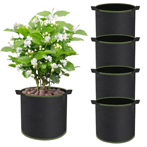 CHIHOLEN 4 Stück 12L Pflanzsack,Vliesstoff Pflanztasche mit Griffe für Kartoffeln, Tomaten und Erdbeeren, für Balkon Terrasse Gewächshaus & Garten - 3 Gallonen