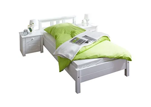 Einzelbett Merci Massivholz Kiefer Weiss 100 x 200 cm
