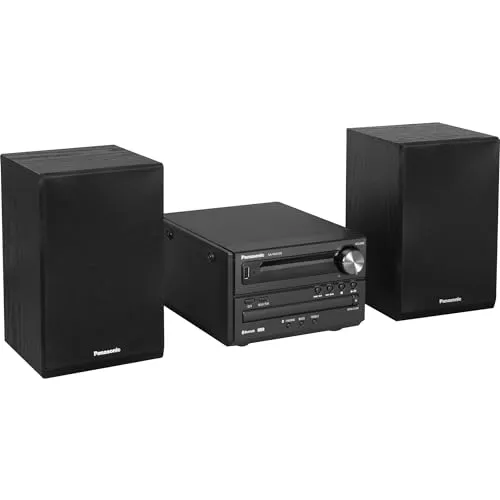 PANASONIC SC-PM250 EG-K Kompaktanlage (Schwarz) - Kompakte HiFi-Anlage mit 20 Watt RMS, Bluetooth und USB-Eingang für flexiblen Musikgenuss. Ideal für Pop, Metal oder Klassik – perfekt für jedes Zuhause!