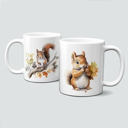 online-hut - Tasse - Kaffeebecher - Lieblingstasse - mit süßem Eichhörnchen auf Ast - LT-358