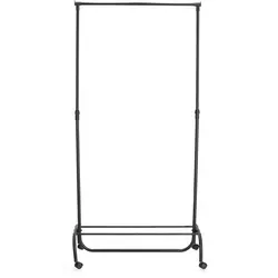 Zeller Rollkleiderständer Metall/Kunststoff 86 x 43 x 108-175 cm Schwarz - Kleiderständer & Garderobenständer, höhenverstellbar und mobil, ideal für flexibles Aufbewahren von Kleidung und Schuhen.