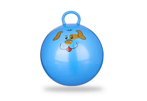 Hüpfball Kinder Springball mit Griff - Blauer Skippy Ball - Hopser für Kinder, ideal für drinnen und draußen, fördert die Bewegung und den Gleichgewichtssinn. Weiche Oberfläche für sicheres Spielen.