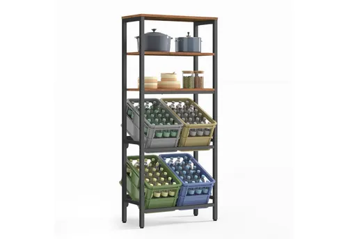 SONGMICS Getränkekistenregal, 2 Ebenen für 4 Kisten, stabil und praktisch - Robustes Getränkekistenregal aus Stahl mit 2 Ebenen für 4 Kisten. Ideal zur Aufbewahrung von Getränken und Snacks. Der praktische Neigungswinkel sorgt für einfachen Zugriff und Ordnung in jedem Raum.