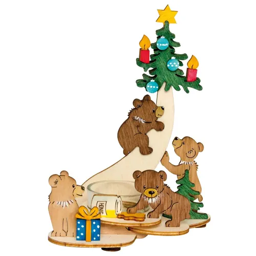 Bastelset Holz Teelichthalter Bärenkinder Kuhnert 16 cm - Kreatives Bastelset für einen charmanten Teelichthalter aus hochwertigem Holz. Ideal für die Weihnachtszeit und ein schöner Blickfang in jedem Zuhause.