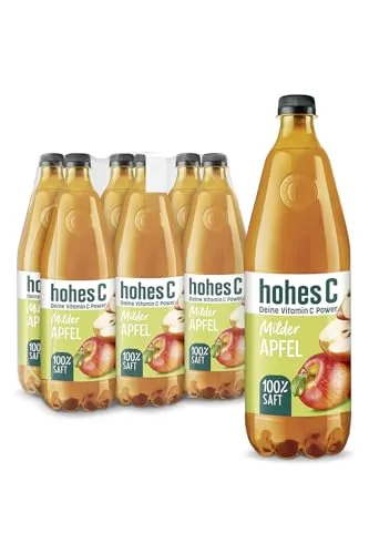 hohes C Milder Apfel (6 x 1l), 100% Saft, Apfelsaft, Vitamin C, ohne Zuckerzusatz laut Gesetz, weniger Säure, vegan