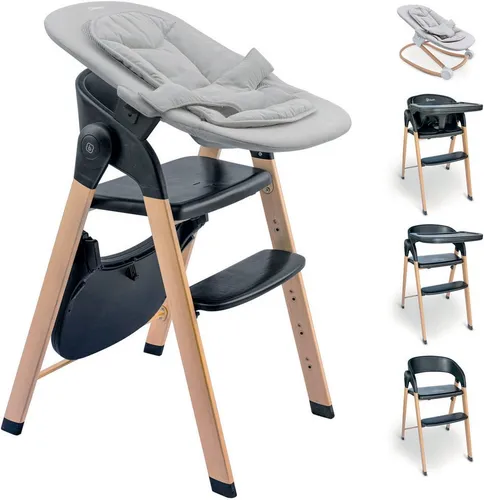 BabyGo Hochstuhl-Set Levels mit Babywippe, schwarz
