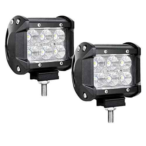 Willpower 2pc Led Arbeitsscheinwerfer 10 cm 18W LED Scheinwerfer 12V 24V Flutlicht Zusatzscheinwerfer 6000K Wasserdicht Rückfahrscheinwerfer für Auto Traktor Offroad SUV UTV ATV