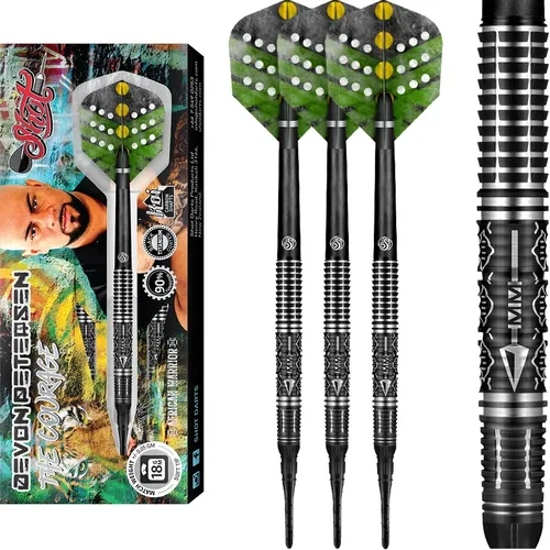 Shot Devon Petersen Courage Softdarts 18g Soft Dart Set Dartpfeile 90% Tungsten