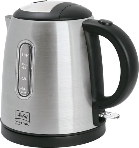 MELITTA Prime Aqua mini Top Wasserkocher - 1,0 L, 2200 W, edelstahl, platzsparendes Design mit externer Wasserstandsanzeige und Sicherheitsfunktionen