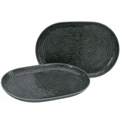 CreaTable 21628 Serie Orient Mandala - 2-teiliges Geschirrset aus Porzellan - Tafelservice mit elegantem Mandala-Dekor, spülmaschinen- und mikrowellengeeignet, ideal für mediterrane und orientalische Küche.