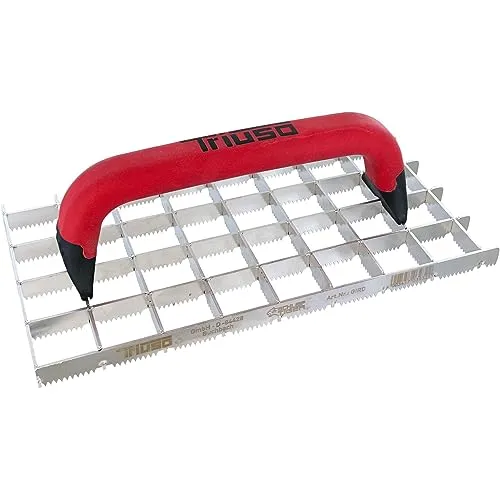 Profi Schleifraspel Schleiftiger 290 x 150 mm - Reibebrett aus rostfreiem Edelstahl mit 2-Komponenten-Griff, ideal zur Vorbereitung von Fliesenflächen und Entfernung von Kleber-Resten.