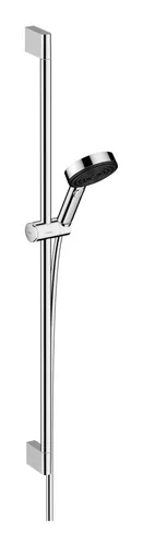 hansgrohe Pulsify Select S Brauseset 24170000, 3 Strahlarten für individuelles Duscherlebnis - Brausegarnituren mit 3 Strahlarten: Powder Rain, IntenseRain und Massagestrahl. Höhenverstellbare Handbrausehalterung für optimalen Komfort.