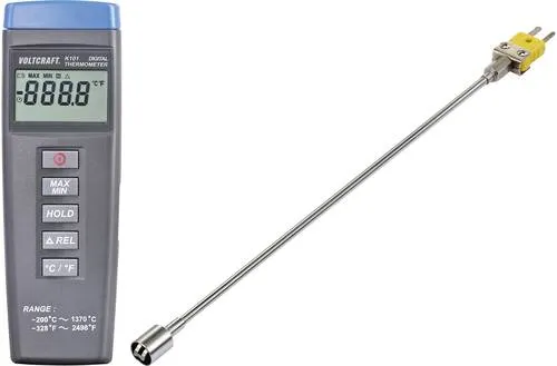 VOLTCRAFT K101 + TP 205 Temperatur-Messgerät - Temperaturmessgeräte für präzise Messungen von -100 bis 300 °C. Ideal für Industrie und Automobilbereich mit flexiblem Fühler für nicht-plane Oberflächen.