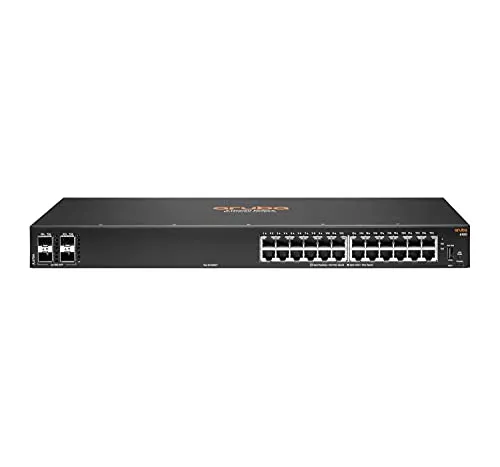 HP Enterprise Aruba 6100 12G + 2G 2SFP+ POE+ Switch RM M - Schwarz, leistungsstarker Layer-2-Switch mit 370W PoE und lüfterlosem Design für ruhige Büros