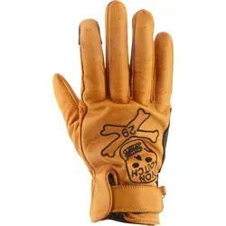 Von Dutch X Helstons Bones perforierte Motorradhandschuhe, schwarz-gold, Größe 2XL