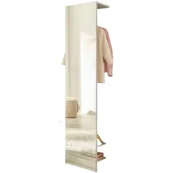 Furn.Design Kompaktgarderobe Center mit Spiegel - Kompaktgarderobe in weiß matt (50 x 200 cm) mit 2 Einlegeböden und Platz für bis zu 6 Paar Schuhe – ideal für kleine Flure und modernen Wohnstil.