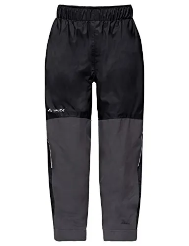 Vaude Kid's Escape Padded Pants III - Winterhose für Kinder - Wasserdichte und winddichte Winterhose in Schwarz/Grau, Größe 104; ideal für Freizeitaktivitäten mit integrierten Gamaschen und isolierender Füllung.