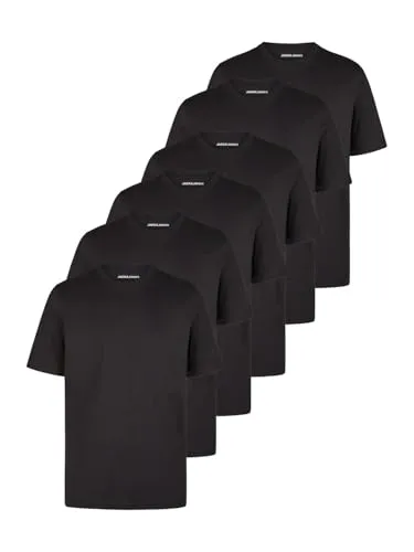 JACK & JONES T-Shirt Herren Basic Regular Fit 6er Set - Hochwertige T-Shirts für Herren im 6er-Set, ideal für Freizeit und Sport. Aus bequemer Baumwollmischung, perfekt kombinierbar und in Übergrößen erhältlich.