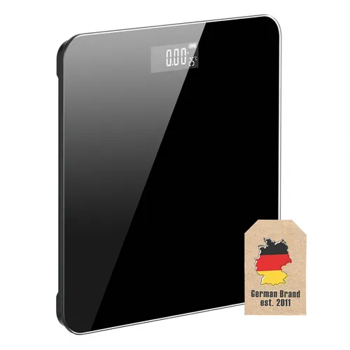 Badezimmerwaage Körperwaage Schwarz 26 x 26 cm digitale Anzeige ultradünne