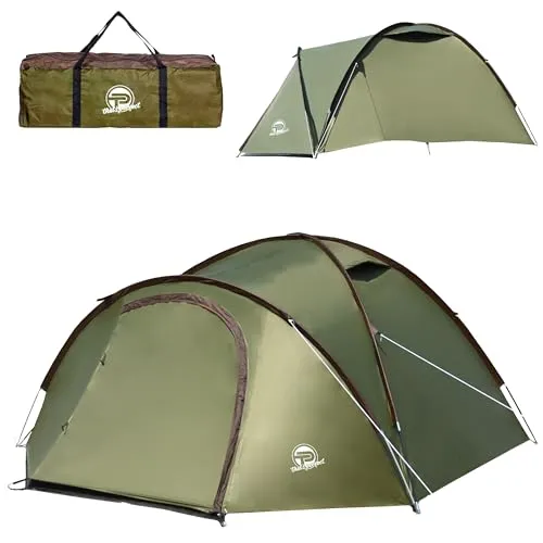 Campingzelt 3-4 Personen – leicht, stabil und wasserdicht - Kuppelzelt für 3-4 Personen mit verdunkeltem Innenraum, Moskitonetz und robusten Materialien für maximalen Komfort und Schutz bei jedem Abenteuer.