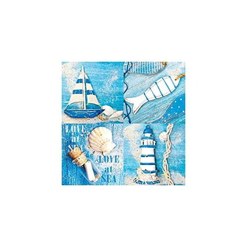 Ambiente Luxury Paper Products Papierserviette, Servietten Papier 33x33cm 3-lagig mit maritimem Motiv 20 Stück