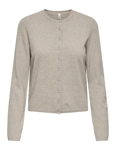 ONLY Strickjacke ONLLOYAL LIFE LS O-NECK BUT CAR KNT NOOS in Beige - Modische Strickjacke mit bequemer Passform und pflegeleichtem Material. Ideal für den Alltag, mit stylishen gerippten Ärmelbündchen und Rundhalsausschnitt.