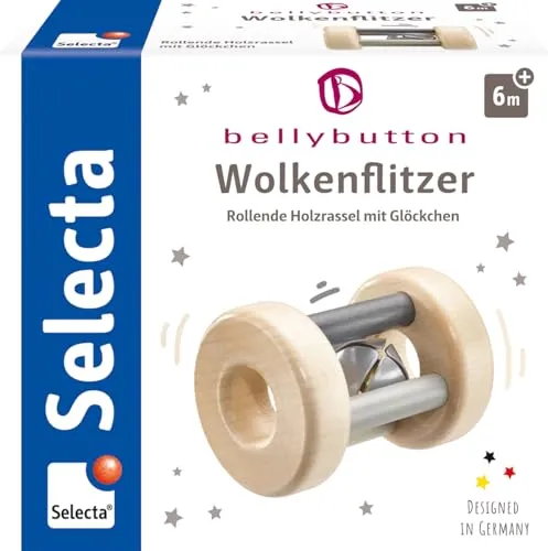 Selecta 64003 Wolkenflitzer, Greifling und Rassel - bellybutton, grau, 7 cm