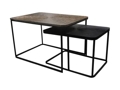 Beistelltisch Couchtisch Moderno 2er Set Gold Schwarz