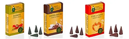 Crottendorfer Sensual Magic Räucherkerzen - Größe: M - 60 Stück - Duft: Fire of Love + Harmony + Coffee House - Made in Germany