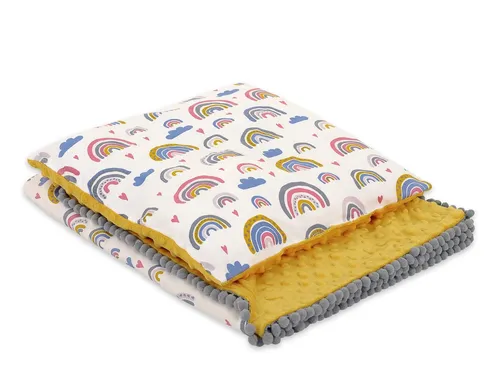 Doppelseitige Baumwolldecke mit Minky und Kissen