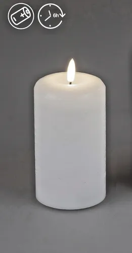 LED Wachskerze Ø 7 x 12cm mit Timer Rustik-weiss