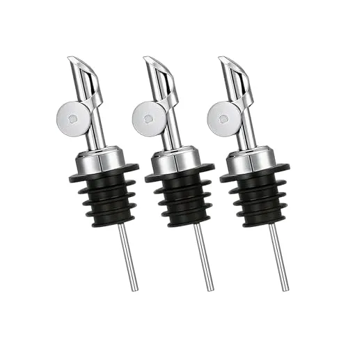 3PCS Edelstahl Öl Ausgießer für Olivenöl Flasche, tropffreier Flaschenausgießer für Öl, automatischer Deckel, geeignet als Ausgießers für Ölflaschen, Ölflasche mit Ausgießers & Ausgießer Spirituosen