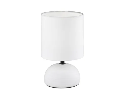 Reality Leuchten Nachttischlampe, Dimmfunktion, LED wechselbar, Warmweiß, kleine dimmbar-e Fensterlampe Fensterbank Stoff Lampenschirm, H: 23cm