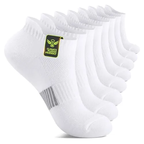 FALARY Sneaker Socken Herren 43-46 Damen Weiß 8 Paar Atmungsaktives Kurze