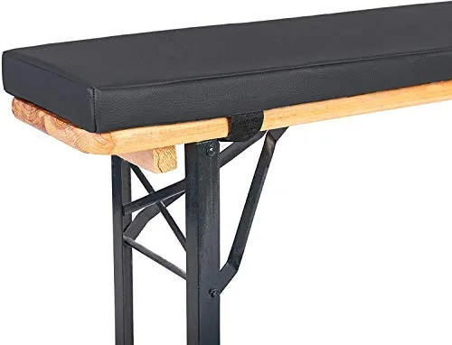 TexDeko Bierbankauflage (MINI 110cm) gepolstert für Bierzeltgarnitur 110x25x4cm XL Polsterung Biertisch-Auflage (Kunstleder, Anthrazit)