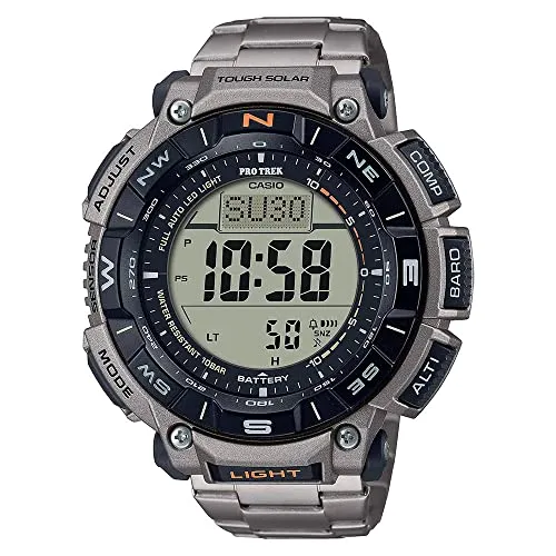 Casio Pro-Trek Uhr Silber - Grau/Grau, One Size - Digitale Outdoor-Uhr mit Solarbetrieb, Barometer und Höhenmesser bis 10.000 m. Ideal für Abenteuer und Outdoor-Aktivitäten, kälteresistent bis -10 °C.