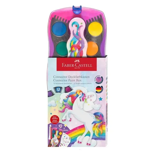 Faber Castell Farbkasten Wasserfarbkasten 12 Farben Connector Einhorn