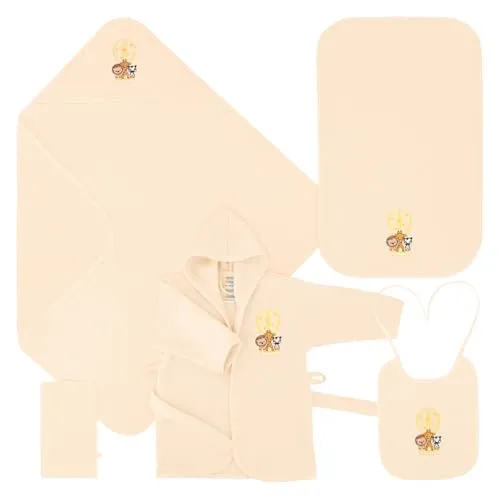 celodoro Babybademantel 5-teiliges Geschenkset aus Baumwolle, Gelb - Bademäntel aus 100% Baumwolle, super weich und kuschelig für empfindliche Babyhaut - perfekt als Geschenk zur Geburt.